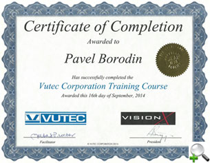 Сертификат Vutec Corporation